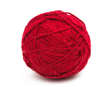 tangle of red thread isolated