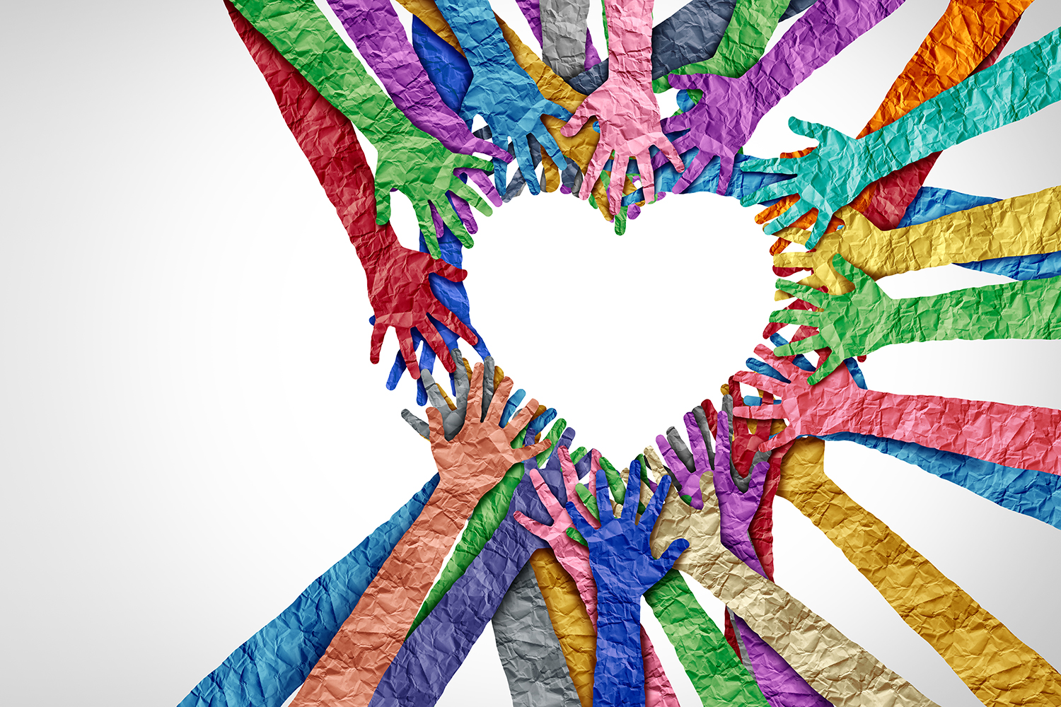 United,Diversity,And,Unity,Partnership,As,Heart,Hands,In,A Gather