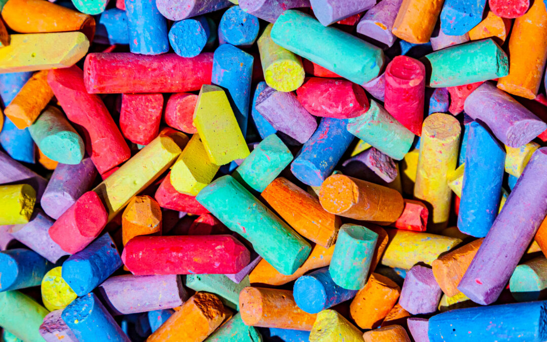 pattern of mixed colorful chalk pieces