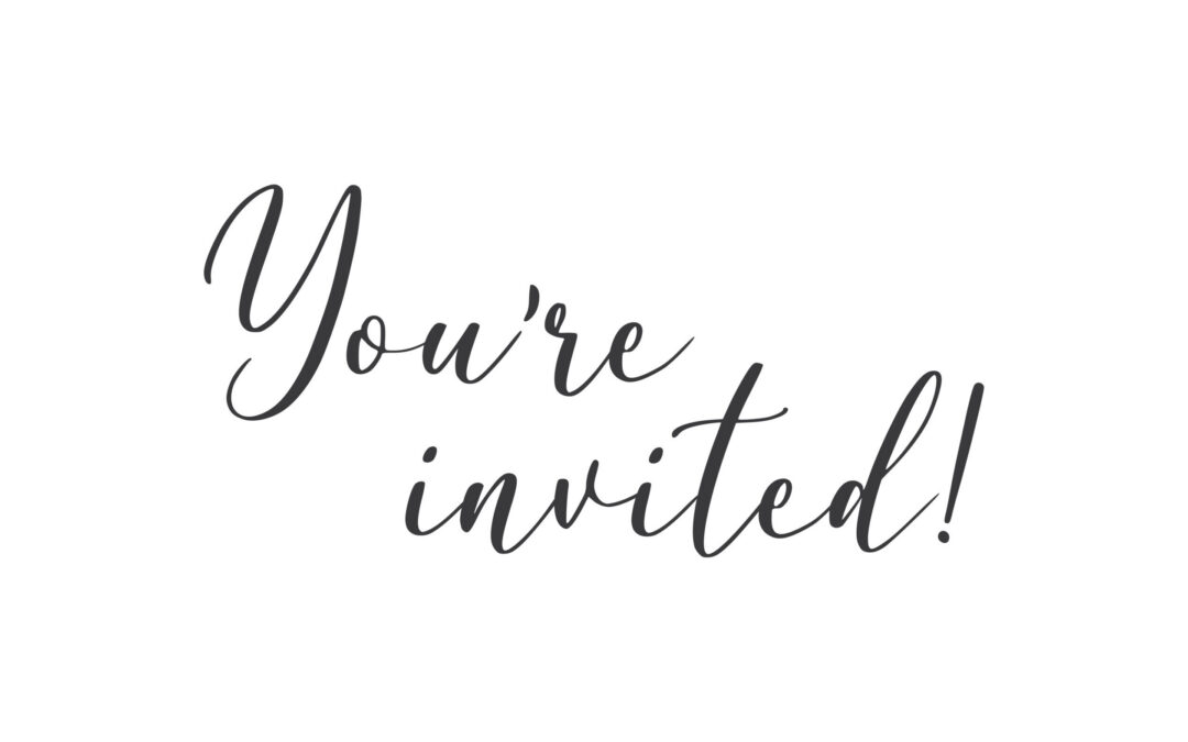 You’re invited. Handwritten style typography message for invitation card. Lettering text.